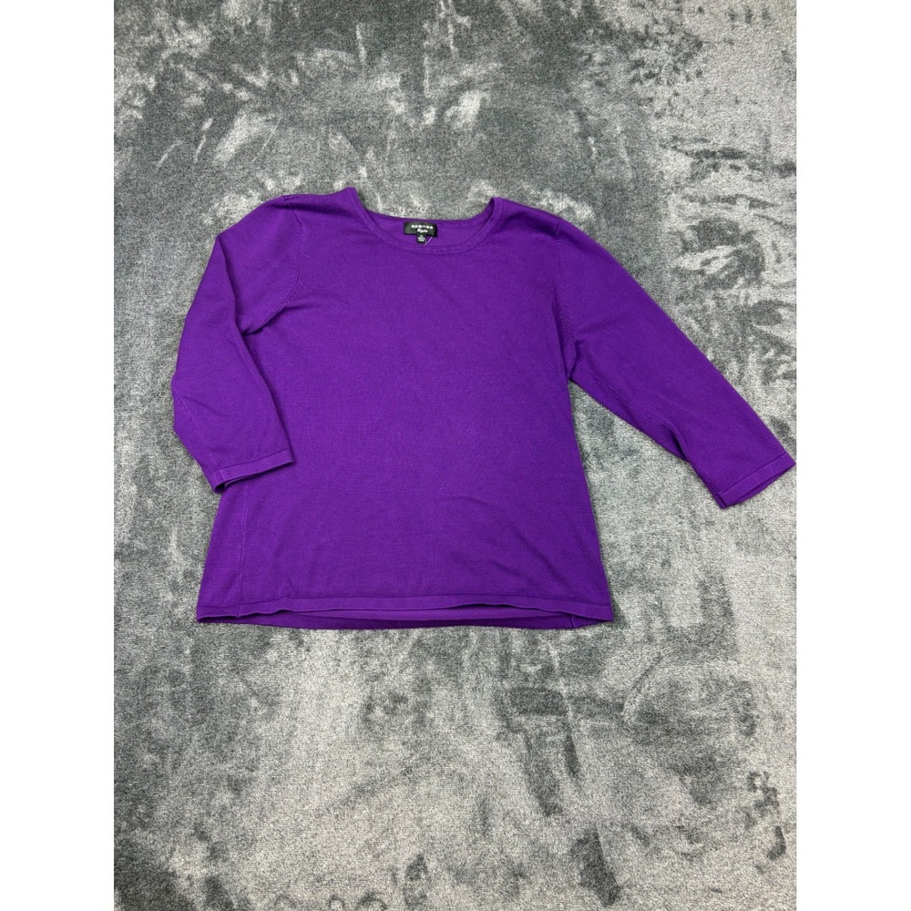 Spense Knits Pullover Women XL Purple Crew Neck 3/4 Sleeve Rayon Blend Top